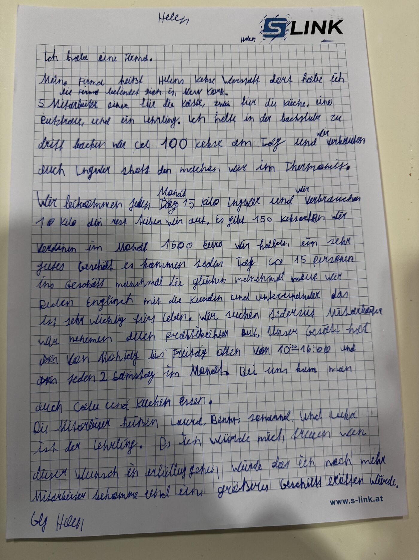 Handgeschriebene Seite 1 von Helen, 15. Oktober 2026