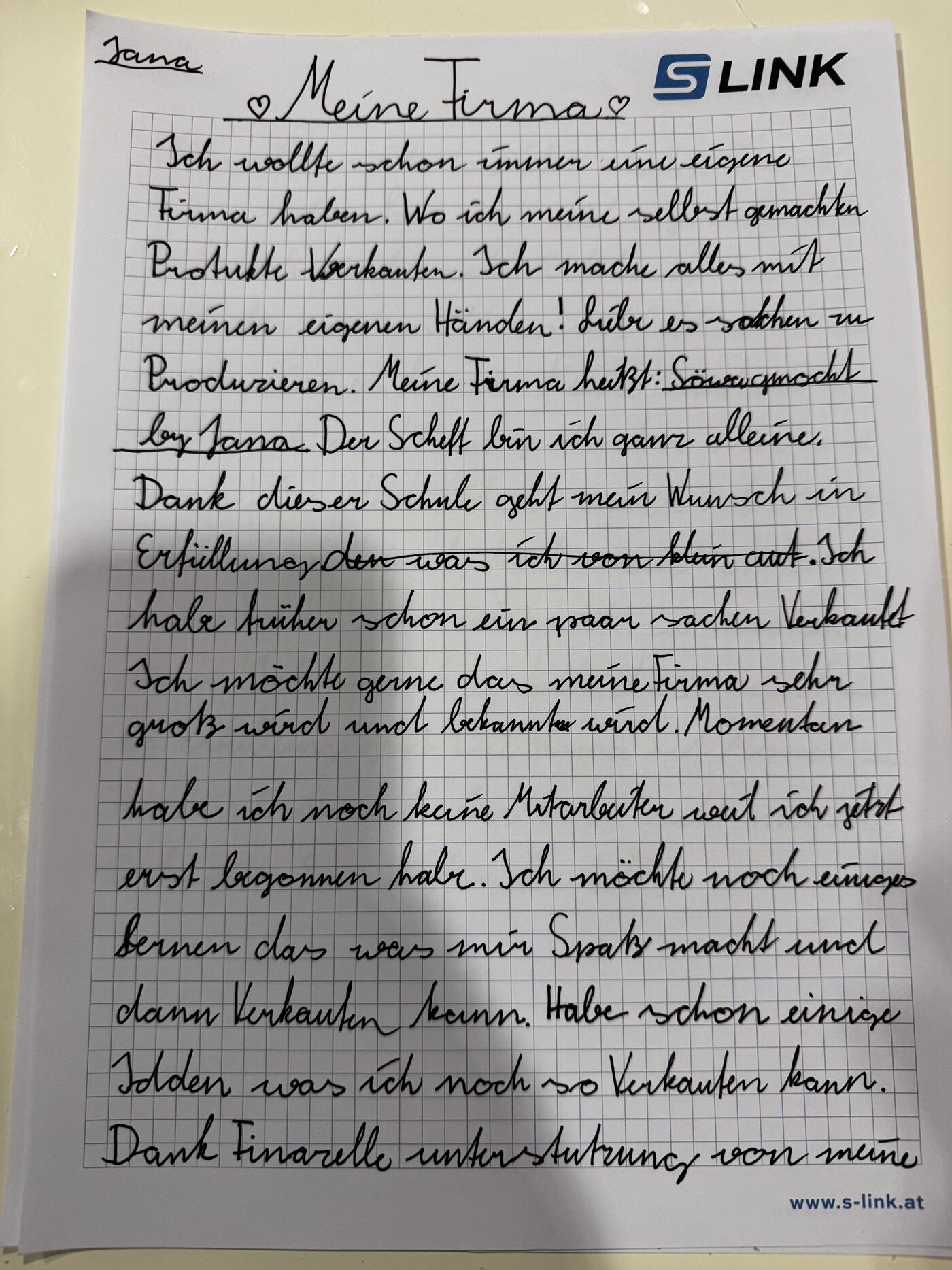 Handgeschriebene Seite 1 von Jana, 15. Oktober 2026