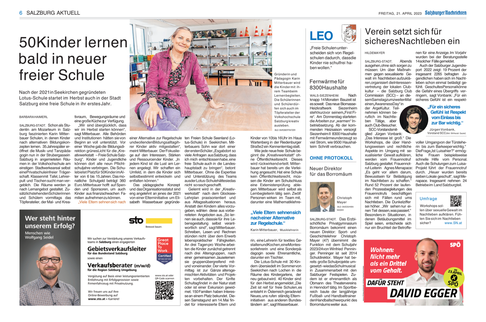 Artikel in den Salzburger Nachrichten, April 2023