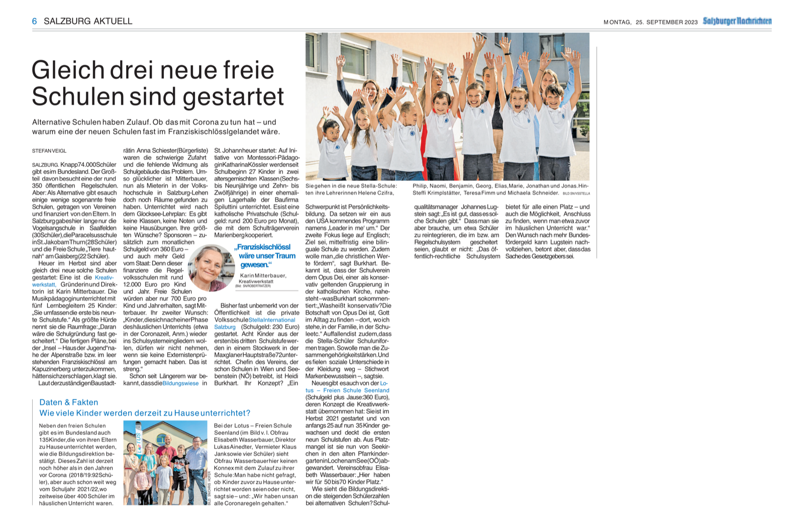 Artikel in den Salzburger Nachrichten, September 2023
